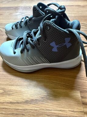 Under Armour Kids Gray High-Top Sneakers with Light Gray Accents
